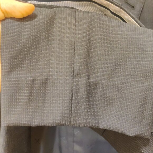 Strong Suit 38S 31w navy microcheck slim fit tailored soft tailoring 100% wool - Picture 10 of 12